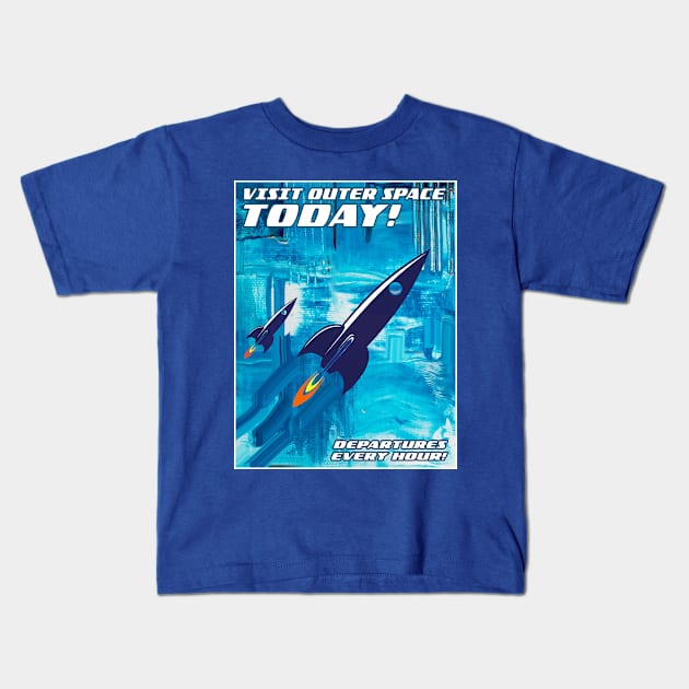 Visit Outer Space! Blue Kids T-Shirt by Vandalay Industries